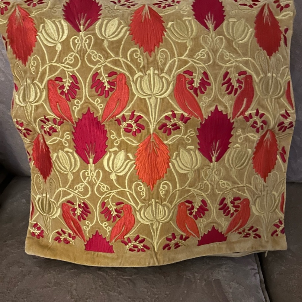 Velvet appliqué cushion cover